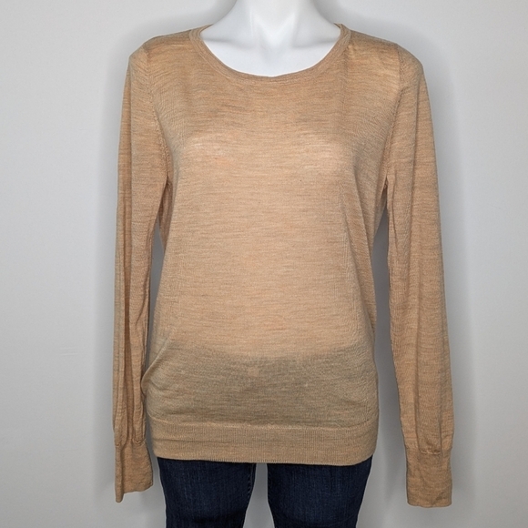 Club Beymen tan extrafine merino wool sheer lightweight sweater M - Picture 1 of 10